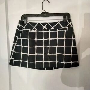 Trina Turk 6 Retro Mod mini Chic Black and White Grid Skirt